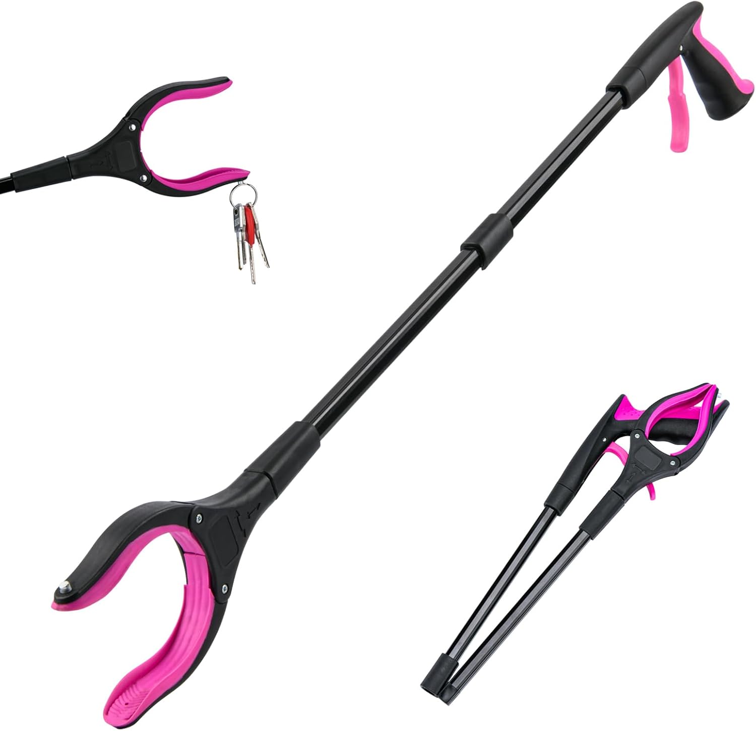 32 inch grabber reacher tool 360 rotating head wide jaw foldable pickup tool