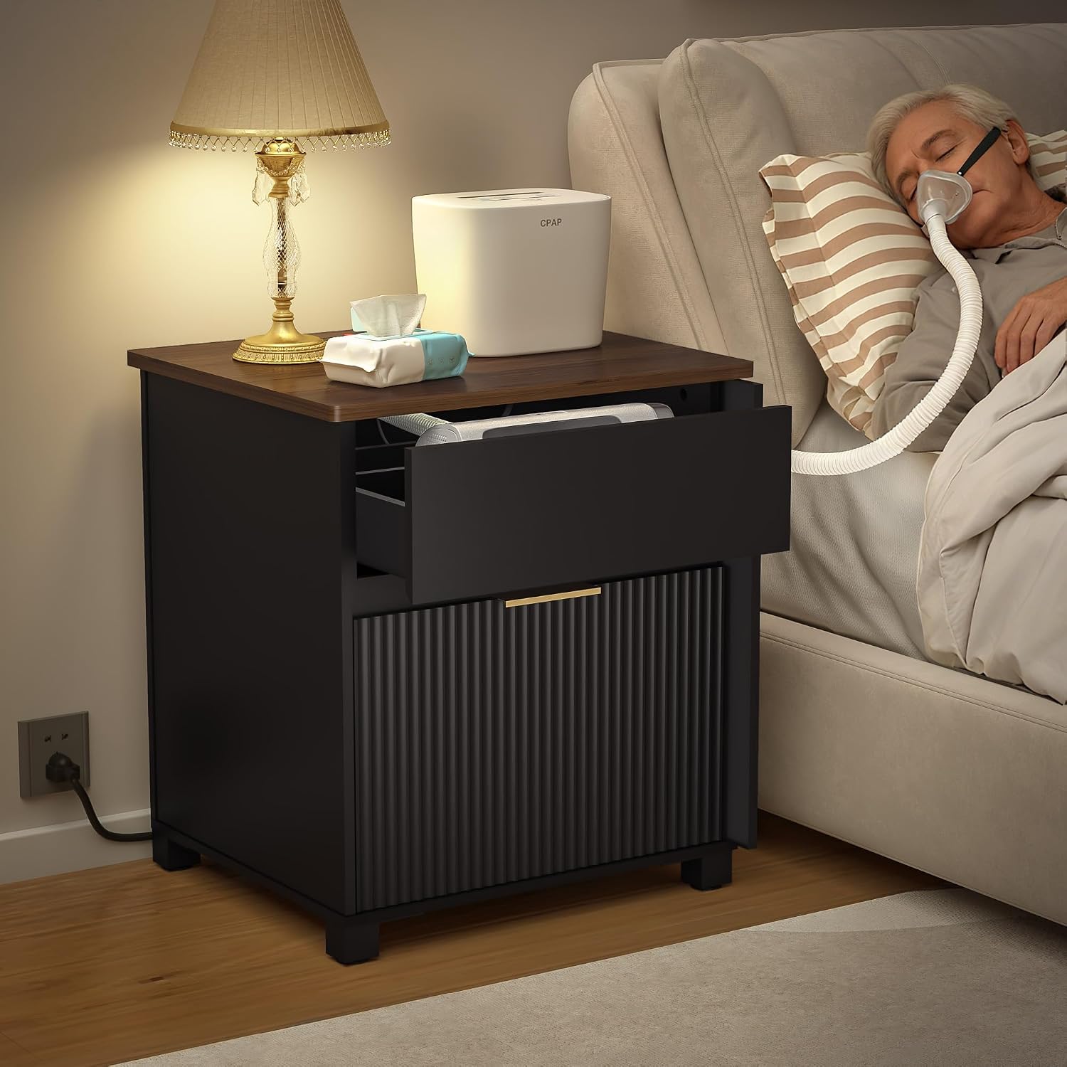 GDLF CPAP nightstand with storage for bedside medical equipment organization