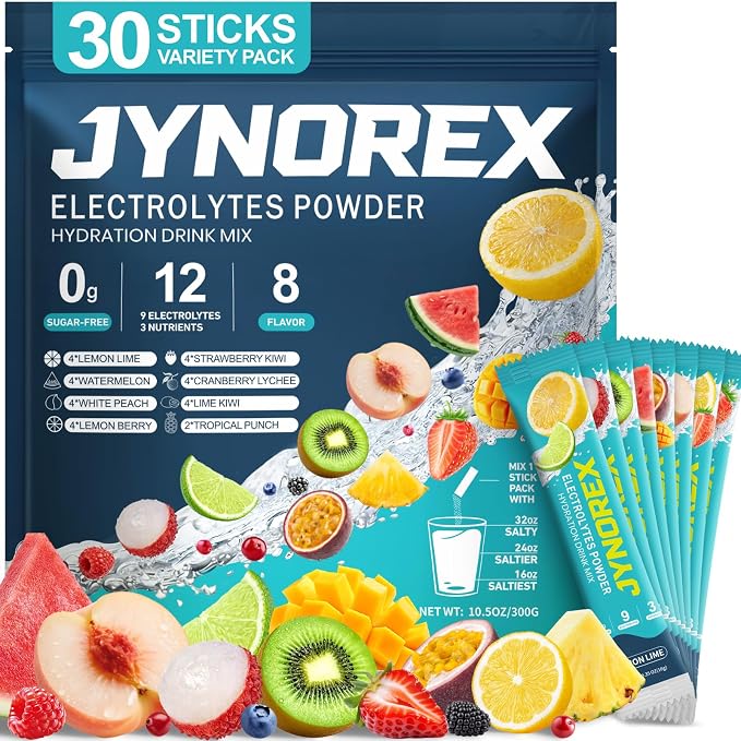JYNOREX sugar-free electrolyte powder packets for hydration and recovery