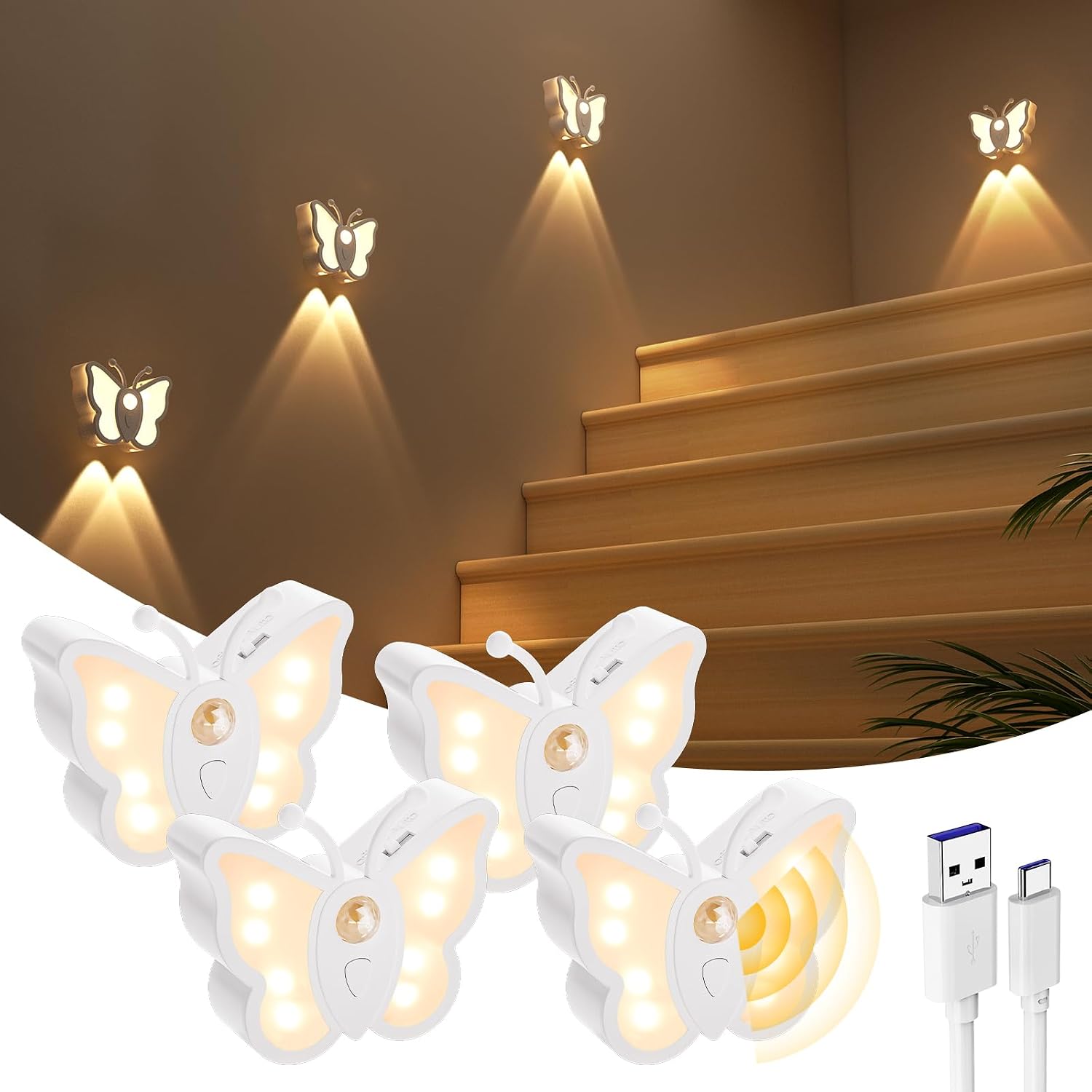 LOFTEK motion sensor night light rechargeable stair lights wireless