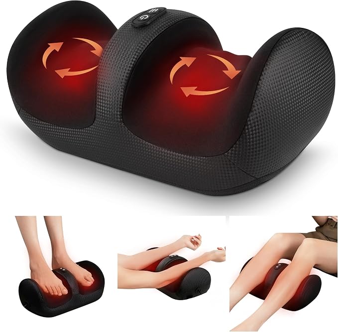 Nekteck heated foot massager with shiatsu roller for calf and leg fatigue