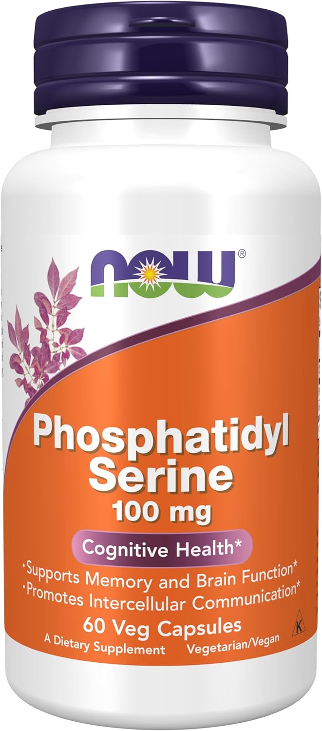 NOW phosphatidylserine 100mg 60 veg capsules for cortisol regulation and cognitive support