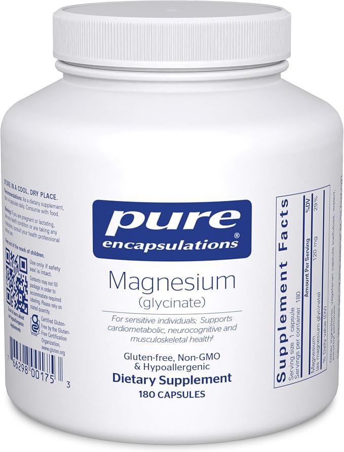 Pure Encapsulations magnesium glycinate 180 capsules for sleep and muscle relaxation
